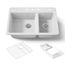 33" Top-Mount Double-Bowl Workstation Kitchen Sink (White), K-8669-4A2-0