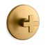 Mastershower Temperature Control Valve Trim w/ Cross Handle (Vibrant Brushed Moderne Brass), K-T73133-3-2MB