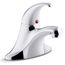 Coralais Single-handle Centerset Bathroom Sink Faucet w/ 0.5 GPM Vandal-resistant Aerator And Red/blue Indicator, Less Drain (Polished Chrome), K-15199-4NDRA-CP