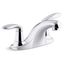 Coralais Two-handle Centerset Bathroom Sink Faucet w/ 0.5 GPM Vandal-resistant Aerator And Red/blue Indicator, Less Drain (Polished Chrome), K-15240-4NDRA-CP