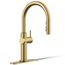 Crue Touchless Pull-down Kitchen Faucet w/ 3-Function Sprayhead (Vibrant Brushed Moderne Brass), K-22974-2MB