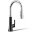 Tone Pull-down Kitchen Faucet w/ 3-Function Sprayhead (Polished Chrome w/ Matte Black), K-23764-CBL