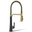 Tone Semi-professional Pull-down Kitchen Faucet w/ 3-Function Sprayhead (Matte Black w/ Brushed Moderne Brass), K-23765-BMB