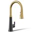 Tone Touchless Pull-down Kitchen Faucet w/ 3-Function Sprayhead (Matte Black w/ Brushed Moderne Brass), K-23766-BMB