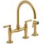 Edalyn by Studio McGee Two-hole Bridge Kitchen Faucet w/ Side Sprayer (Vibrant Brushed Moderne Brass), K-28356-2MB