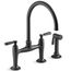 Edalyn by Studio McGee Two-hole Bridge Kitchen Faucet w/ Side Sprayer (Matte Black), K-28356-BL