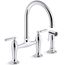 Edalyn by Studio McGee Two-hole Bridge Kitchen Faucet w/ Side Sprayer (Polished Chrome), K-28356-CP