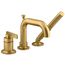 Castia Deck Mounted Bath Faucet w/ Handshower (Vibrant Brushed Moderne Brass), K-35913-4-2MB