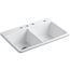 Brookfield 33" Top Mount Double-bowl Kitchen Sink (White), K-5846-4-0