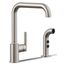 Purist Single-handle Kitchen Faucet w/ Side Sprayer (Vibrant Stainless), K-7508-VS