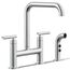 Purist Two-hole Bridge Kitchen Faucet w/ Side Sprayer (Polished Chrome), K-7548-4-CP