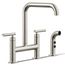 Purist Two-hole Bridge Kitchen Faucet w/ Side Sprayer (Vibrant Polished Nickel), K-7548-4-SN