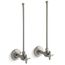 Pair 3/8" Npt Angle Supplies w/ Stop, Cross Handle And Annealed Vertical Tube (Vibrant Brushed Nickel), K-7605-P-BN