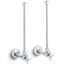 Pair 1/2" Npt Angle Supplies w/ Stop, Cross Handle And Annealed Vertical Tube (Polished Chrome), K-7606-P-CP
