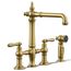 Artifacts 3-Hole Bridge Kitchen Faucet w/ Side Sprayer (Vibrant Brushed Moderne Brass), K-76519-4-2MB