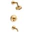 Purist Rite-temp Bath And Shower Trim Kit w/ Push-button Diverter And Cross Handle, 2.5 GPM (Vibrant Brushed Moderne Brass)