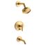 Purist Rite-temp Bath And Shower Trim Kit w/ Push-button Diverter And Lever Handle, 2.5 GPM (Vibrant Brushed Moderne Brass), K-T14420-4-2MB