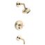 Purist Rite-temp Bath And Shower Trim Kit w/ Push-button Diverter And Cross Handle, 2.5 GPM (Vibrant French Gold)