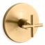 Purist Mastershower Temperature Control Valve Trim w/ Cross Handle (Vibrant Brushed Moderne Brass)