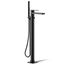 Parallel Floor Mount Bath Filler Trim w/ Handshower (Matte Black), K-T23492-4-BL