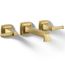 Riff Wall Mount Bathroom Faucet, 1.2 GPM (Vibrant Brushed Moderne Brass), K-T26432-4-2MB