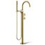 Components Floor Mount Bath Filler Trim w/ Lever Handles And Handshower (Vibrant Brushed Moderne Brass)