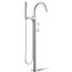 Floor-Mount Bath Filler Trim w/ Lever Handles And Handshower (Polished Chrome), K-T77984-4-CP
