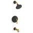 Tone Rite-temp Bath And Shower Trim Kit, 2.5 GPM (Matte Black w/ Brushed Moderne Brass)