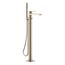 Parallel Floor-Mount Bath Filler Trim w/ Handshower (Vibrant Brushed Bronze), K-T23492-4-BV