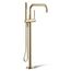Purist Floor-Mount Bathtub Filler Trim with Handshower (Vibrant French Gold), K-T97328-4-AF