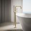 Purist Floor-Mount Bathtub Filler Trim with Handshower (Vibrant French Gold), K-T97328-4-AF