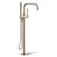 Purist Floor-Mount Bathtub Filler Trim with Handshower (Vibrant Brushed Bronze), K-T97328-4-BV
