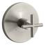 Purist Mastershower Temperature Control Valve Trim w/ Cross Handle (Vibrant Brushed Nickel), K-T14488-3-BN