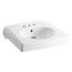 Brenham Wall-Mount Or Concealed Carrier Arm Mount Commercial Bathroom Sink w/ 4" Centerset Faucet Holes, Antimicrobial Finish (White), K-1997-SS4-0