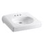 Brenham Wall-Mount Or Concealed Carrier Arm Mount Commercial Bathroom Sink w/ 4" Centerset Faucet Holes And No Overflow (White), K-1997-4N-0
