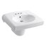 Brenham Wall-Mount Or Concealed Carrier Arm Mount Commercial Bathroom Sink w/ 4" Centerset Faucet Holes And Shroud (White), K-1999-4-0