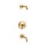 Rite-Temp Bath And Shower Trim Kit w/ Push-Button Diverter And Cross Handle, Without Showerhead (Vibrant Brushed Moderne Brass)