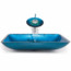 Kraus Galaxy Fire Blue Rectangular Sink and Waterfall Faucet Combo (Satin Nickel)