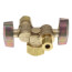 1/2" Nom Comp. (5/8" OD) x 3/8" x 1/4" OD Comp. Dual Outlet Angle Ball Stop Valve, Lead Free (Rough Brass)