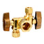 1/2" Nom Comp. (5/8" OD) x 3/8" OD Comp. Dual Outlet Angle Ball Stop Valve, Lead Free (Rough Brass)