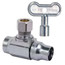 1/2" Nominal Sweat x 3/8" OD Compression 1/4-Turn Angle Ball Stop Valve, Lead Free (Chrome)