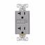 5-20R Commercial Grade Gfci Duplex Receptacle, 20 Amp, Gray, Tamper And Weather Resistant, 41K28
