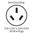 15A, 125 Volt/10A, 250 Volt, Non-NEMA, 3P, 3W, Connector, Straight Blade, Non-Grounding (Black/White)