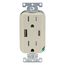 Decora Tamper-Resistant Duplex Outlet with 27W USB-A/C Charger, Light Almond (15A, 125V)