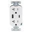Decora Tamper-Resistant Duplex Receptacle w/ 27W Dual Type A/C USB Charger, NEMA 5-20R - White (20A, 125V)