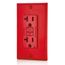 Self-test SmartlockPro Non Tamper-Resistant Slim GFCI Outlet w/ LED Indicator Light, 20A, Red (125V), GFNT2
