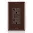 Self-test SmartlockPro Non Tamper-Resistant Slim GFCI Outlet w/ LED Indicator Light, 15A, Brown (125V), GFNT2