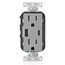 Decora Tamper Resistant Combination Duplex Receptacle w/ 25W+ (5.1A) USB Charger, NEMA 5-15R - Gray (15A, 125V)
