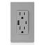 Decora Tamper Resistant Combination Duplex Receptacle w/ 25W+ (5.1A) USB Charger, NEMA 5-15R - Gray (15A, 125V)