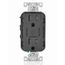 Decora Tamper-Resistant Combination Duplex Receptacle w/ 30W (6A) Dual Type C/C Power Delivery USB Charger, NEMA 5-15R - Black (15A, 125V)